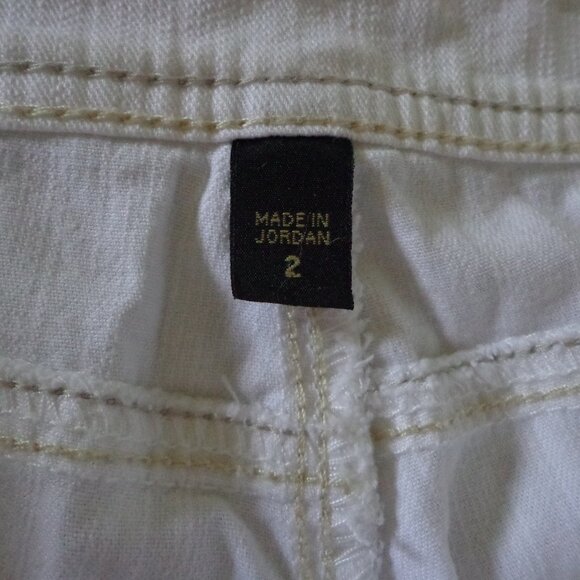 Nine West Bootcut Pants 2 White/Tan Stitching Zip/Button Closure Pockets - Picture 5 of 13